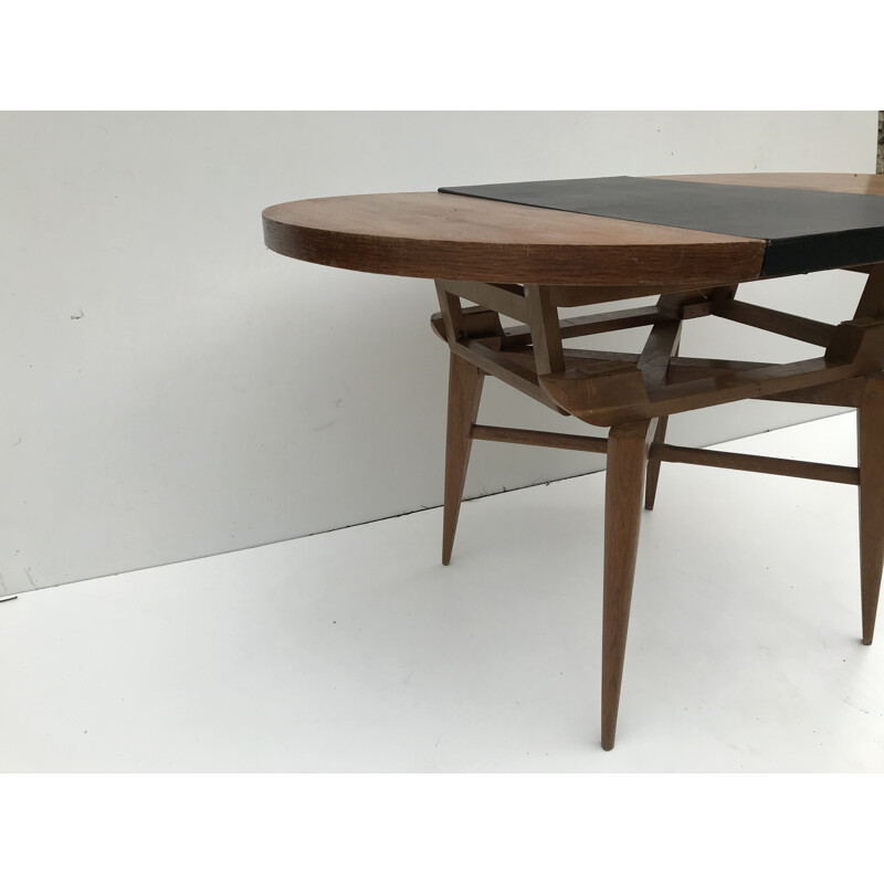 Vintage oak system table, France 1950s