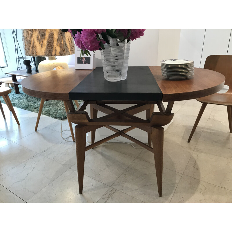 Vintage oak system table, France 1950s