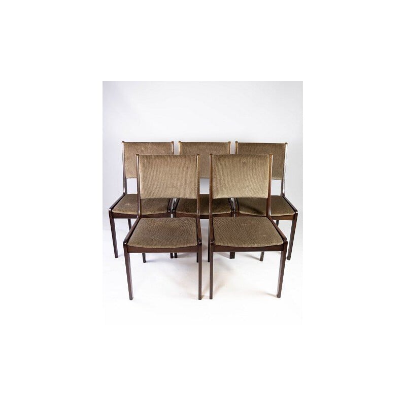 Set of 4 vintage dining room chairs in dark by Farstrup, Denmark 1960s