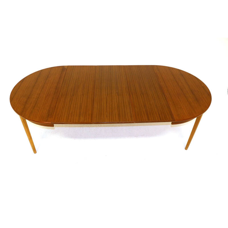 Mid century teak dining table with 3 extensions of 40cm each , Norway 1960
