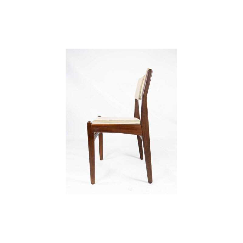 Set van 4 vintage teakhouten stoelen bekleed met gestreepte stof door Erik Buch 1960