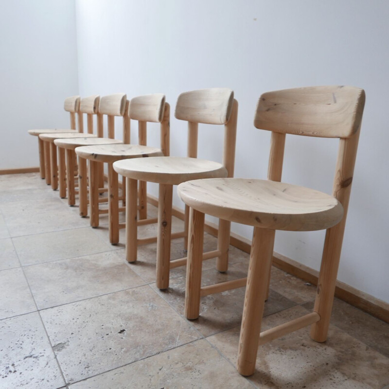 Set of 6 vintage pine chairs by Rainer Daumiller