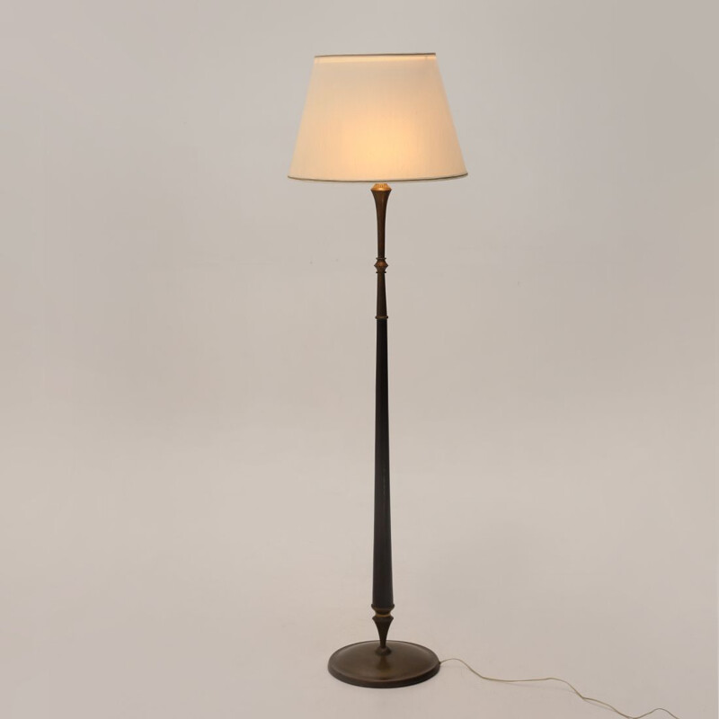 Vintage floor lamp with fabric diffuser 1940s