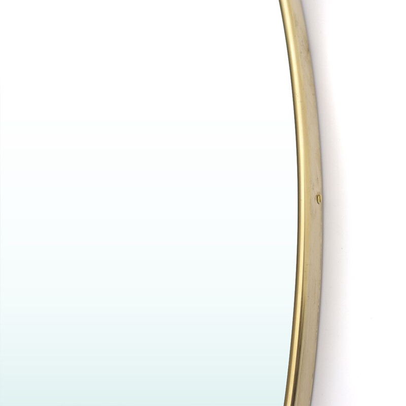 Vintage oval mirror with brass frame Italy 1950s