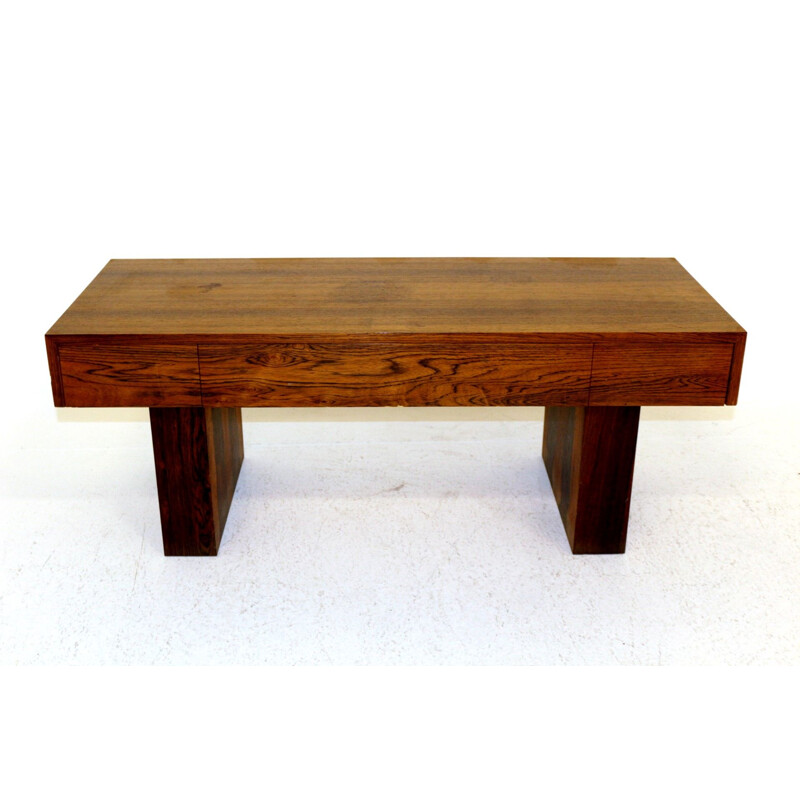 Vintage rosewood console by Glas & Trä Sweden 1960s