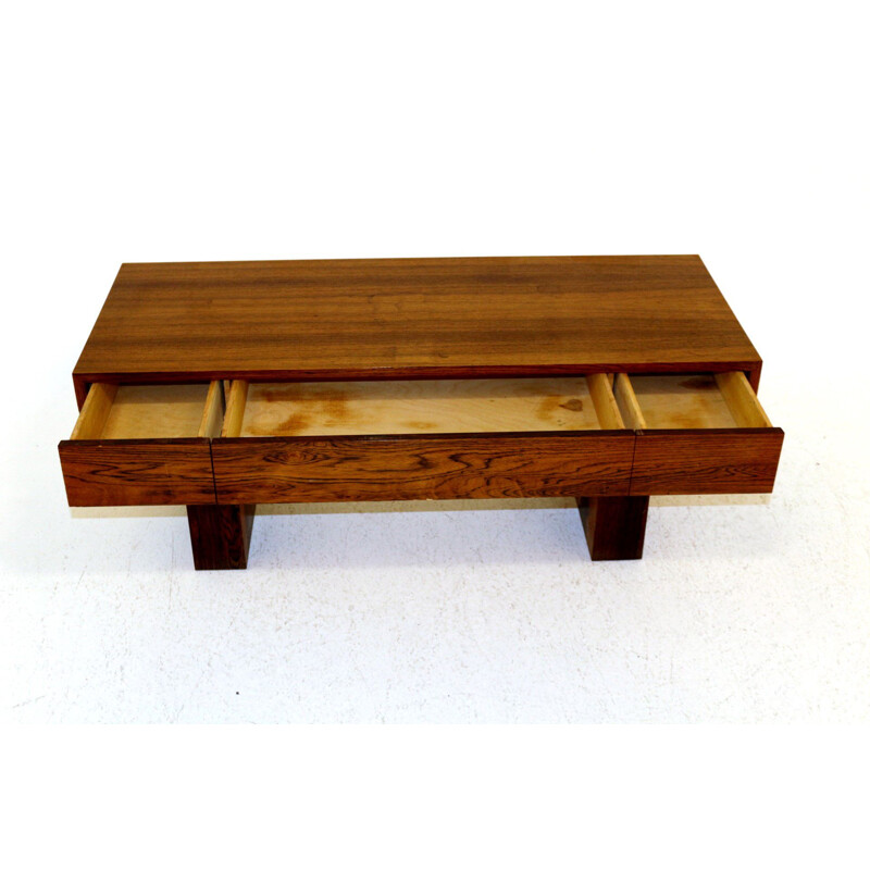 Vintage rosewood console by Glas & Trä Sweden 1960s