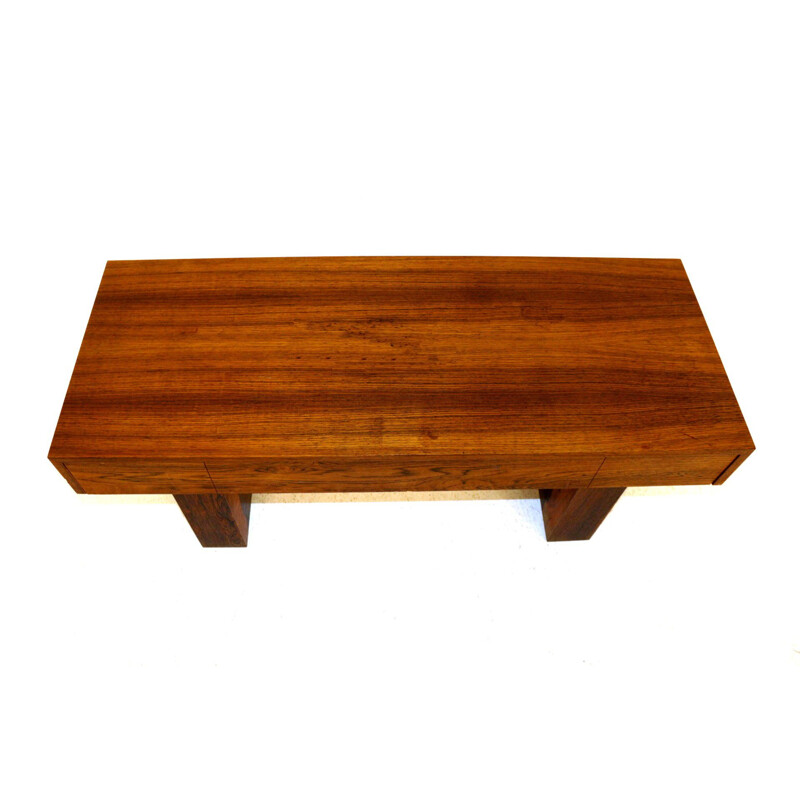 Vintage rosewood console by Glas & Trä Sweden 1960s