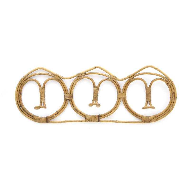 Vintage coat rack in rattan by Franco Albini and Franca Elag for Vittorio Bonacina 1950s