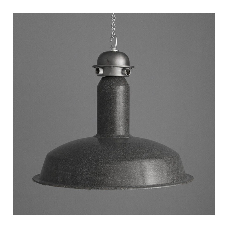 Suspension industrielle en métal laqué gris - 1950