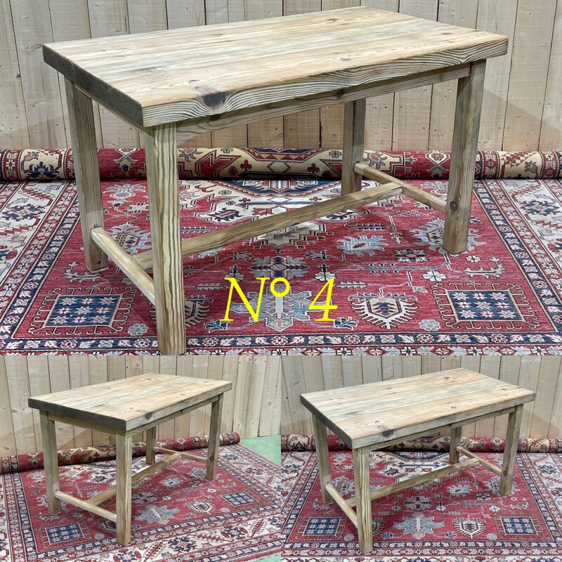 Vintage bistro table in fir wood 1950s