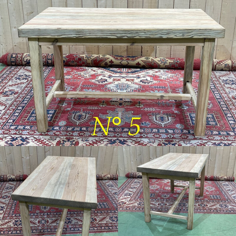 Tavolo da bistrot in legno di abete vintage 1950