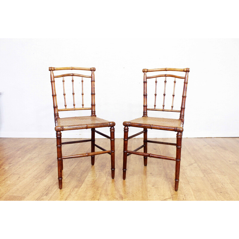 Pair of vintage beechwood chairs