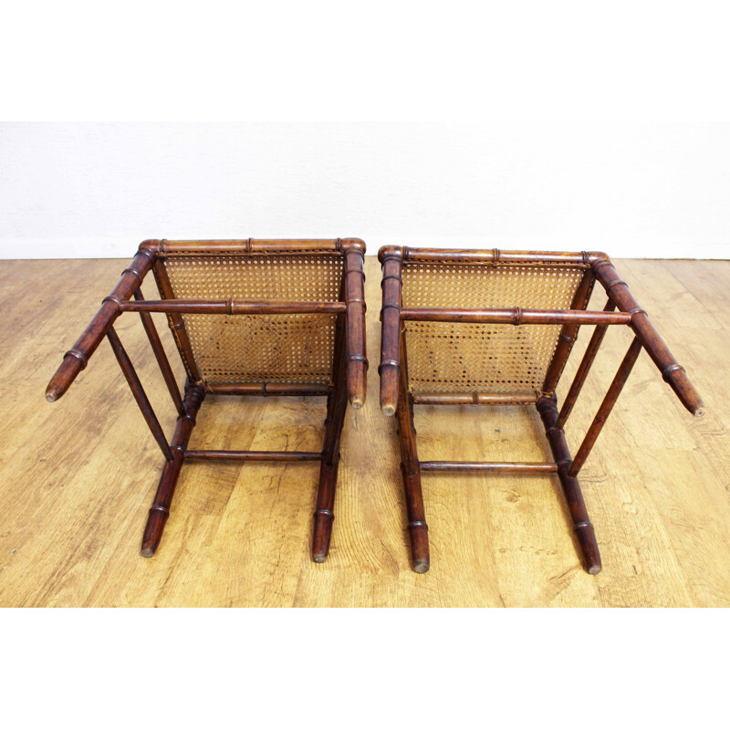 Paar Vintage-Stühle aus Buche in Bambusoptik