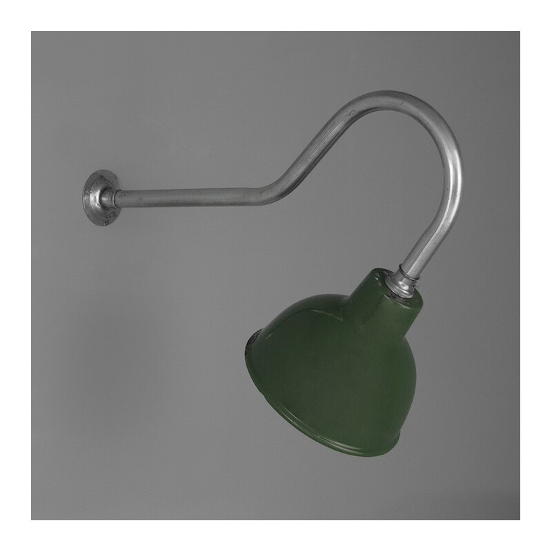 Vintage industrial wall lamp in green lacquered metal - 1940s