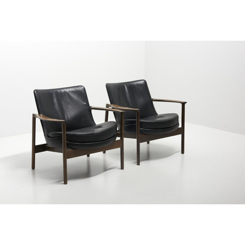 Pair of vintage armchairs by Ib Kofod-Larsen for Fröscher Germany 1970s
