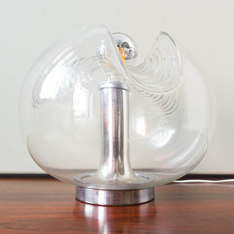 Vintage clear glass lamp model Futura 57192 by Koch &Lowy for Peill &Putzler Germany 1960s
