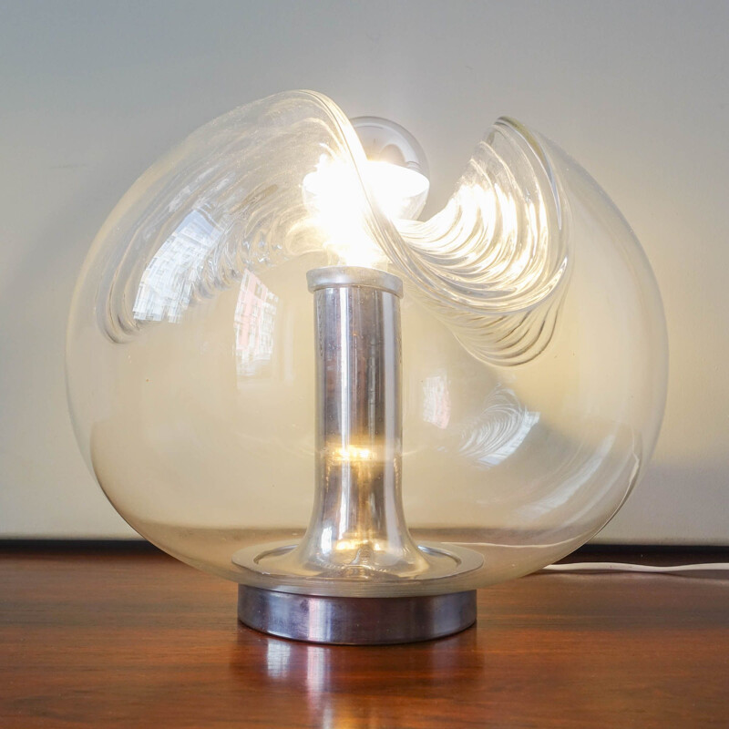 Lampe vintage en verre transparent de grande taille modèle Futura 57192 par Koch &Lowy pour Peill &Putzler Allemagne 1960