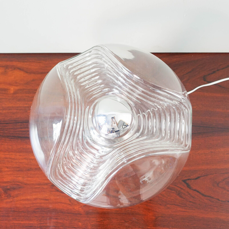 Lampe vintage en verre transparent de grande taille modèle Futura 57192 par Koch &Lowy pour Peill &Putzler Allemagne 1960