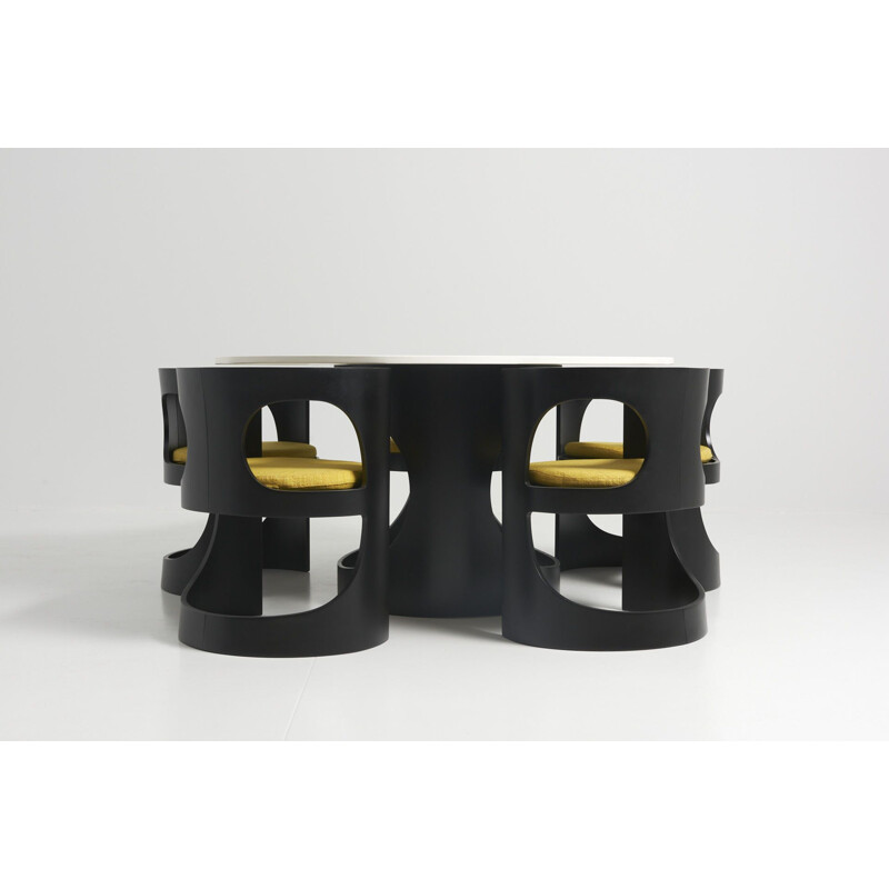 Ensemble de 5 chaises ovales et table ronde vintage PrePop par Arne Jacobsen pour Asko Finlande 1970
