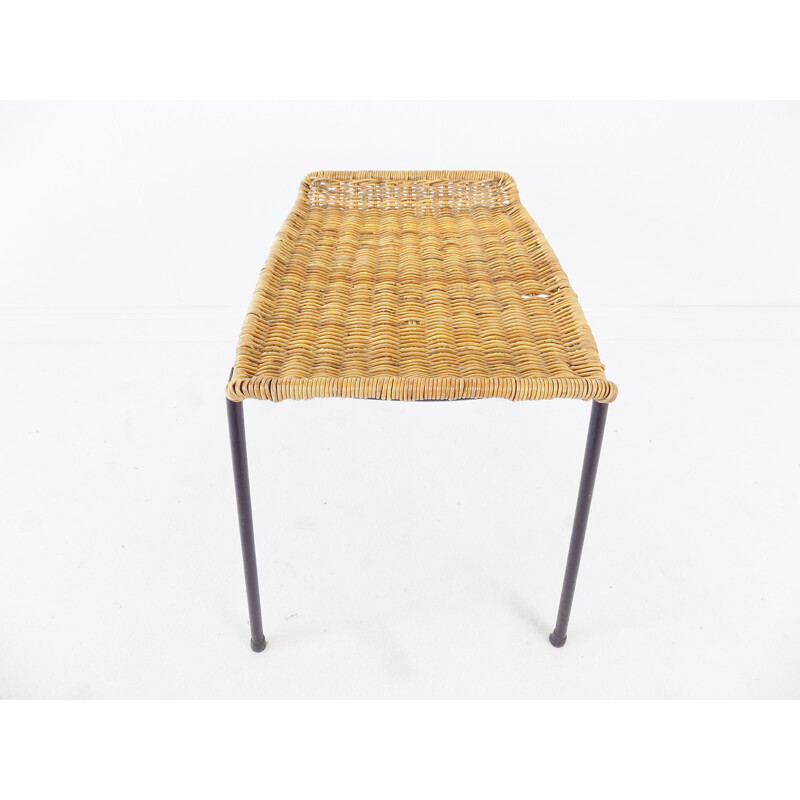 Vintage rattan wicker pouffe by Gian Franco Legler Switzerland 1951