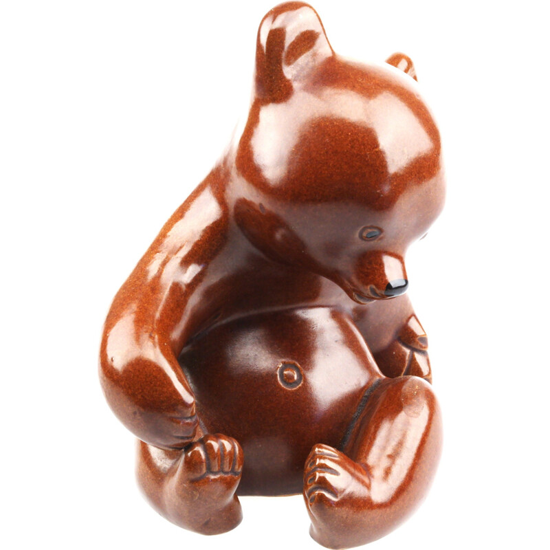 Austrian sitting bear in brown ceramic, Leopold ANZENGRUBER - 1950s