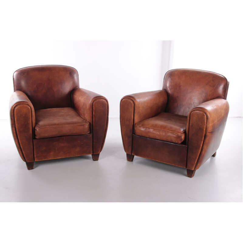 Pair of vintage sheepskin armchairs Netherlands 1980s