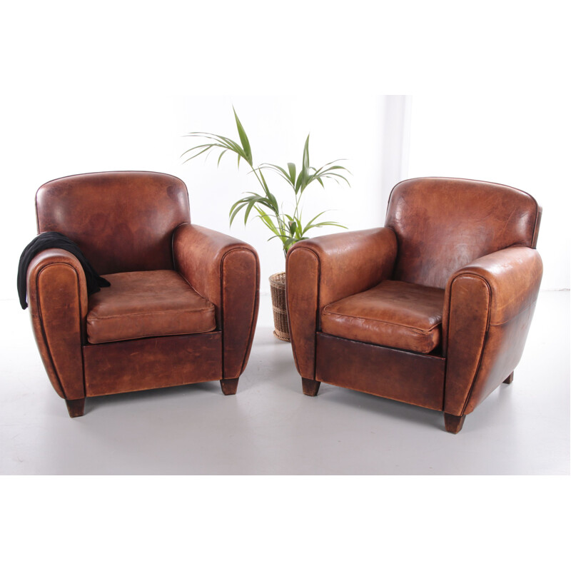 Pair of vintage sheepskin armchairs Netherlands 1980s