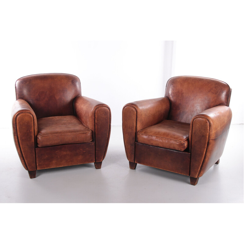 Pair of vintage sheepskin armchairs Netherlands 1980s