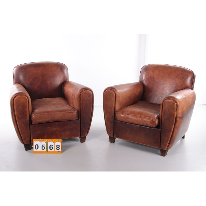 Pair of vintage sheepskin armchairs Netherlands 1980s