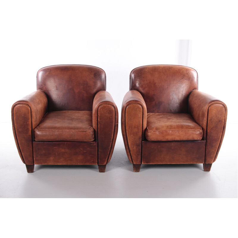 Pair of vintage sheepskin armchairs Netherlands 1980s
