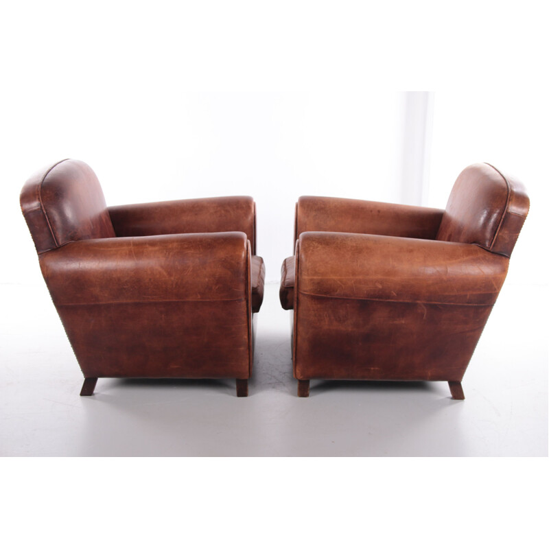 Pair of vintage sheepskin armchairs Netherlands 1980s