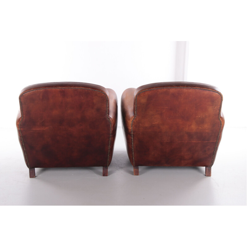 Pair of vintage sheepskin armchairs Netherlands 1980s