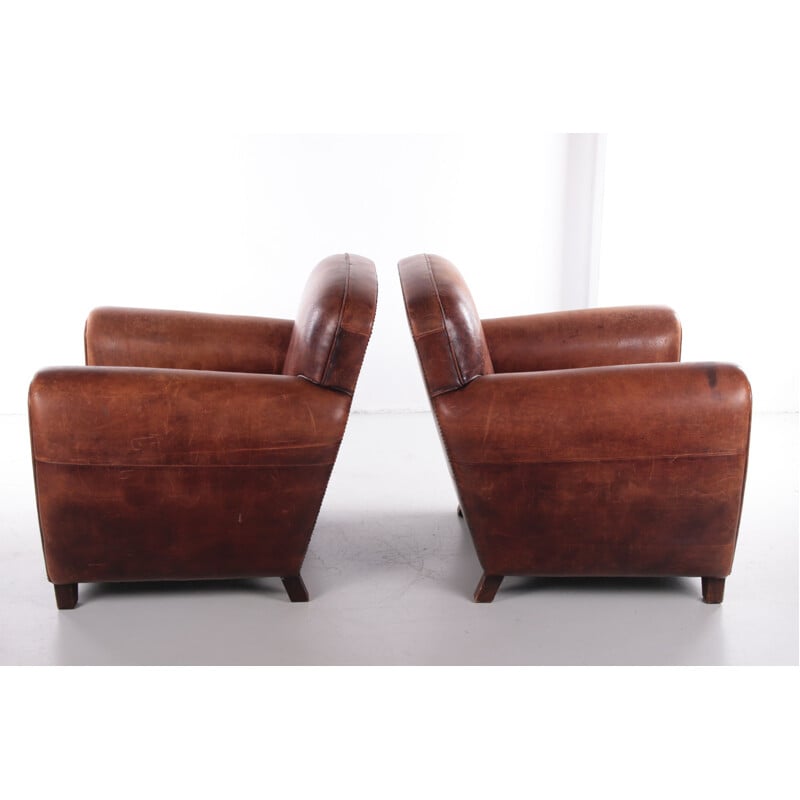 Pair of vintage sheepskin armchairs Netherlands 1980s