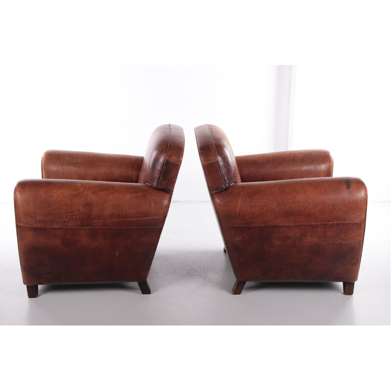 Paire de fauteuils vintage en peau de mouton Pays-Bas 1980