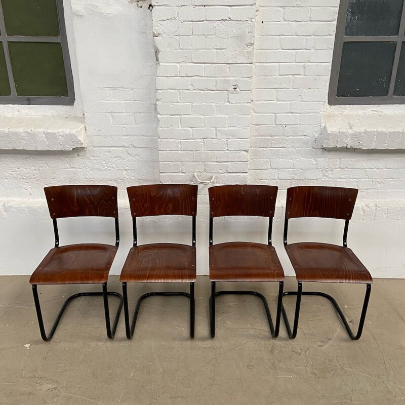 Set of 4 vintage tubular chairs by Martin Stam 1930s