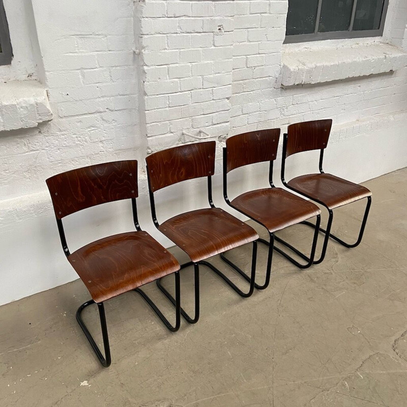 Set of 4 vintage tubular chairs by Martin Stam 1930s