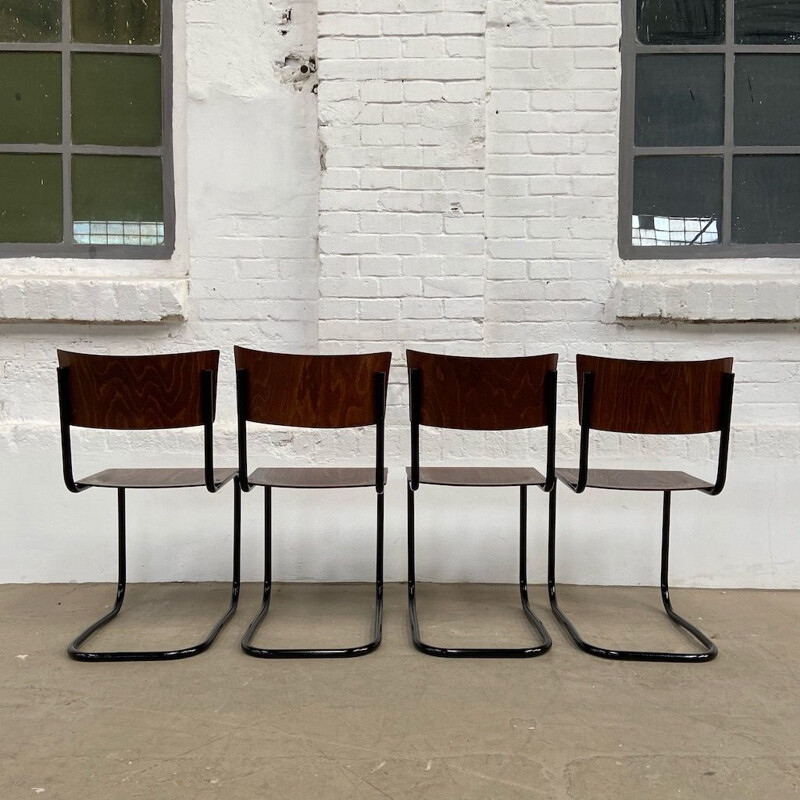 Ensemble de 4 chaises vintage tubulaires par Martin Stam 1930