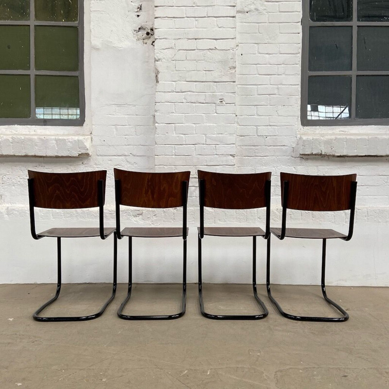 Set of 4 vintage tubular chairs by Martin Stam 1930s