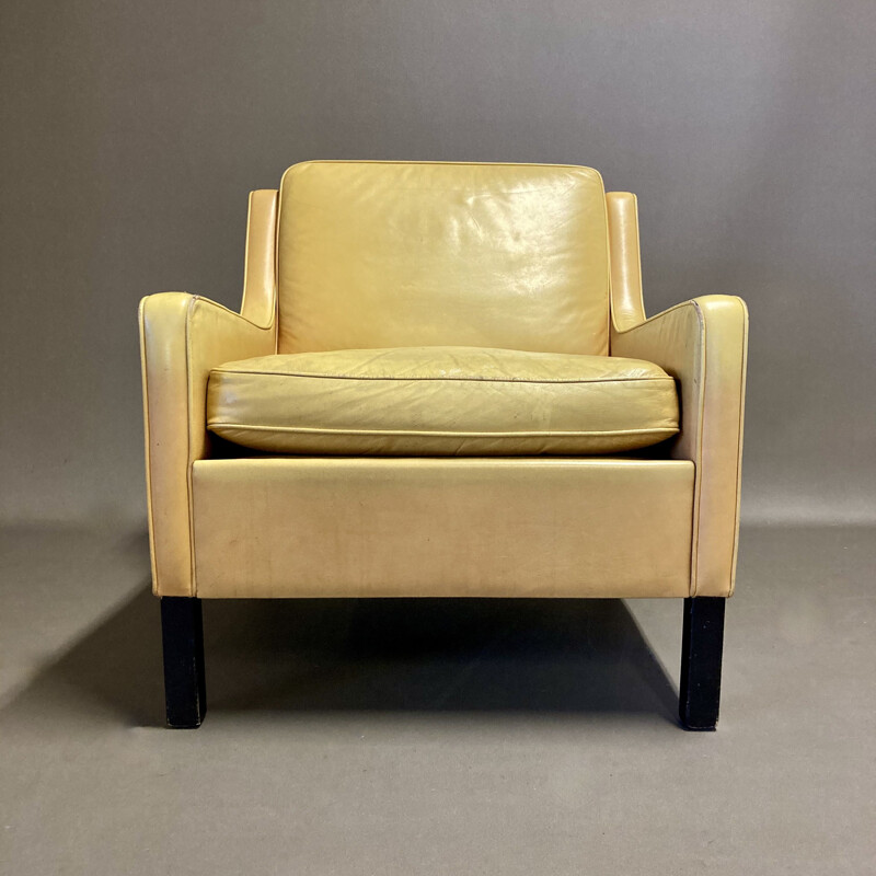 Vintage leather armchair scandinavian 1960s