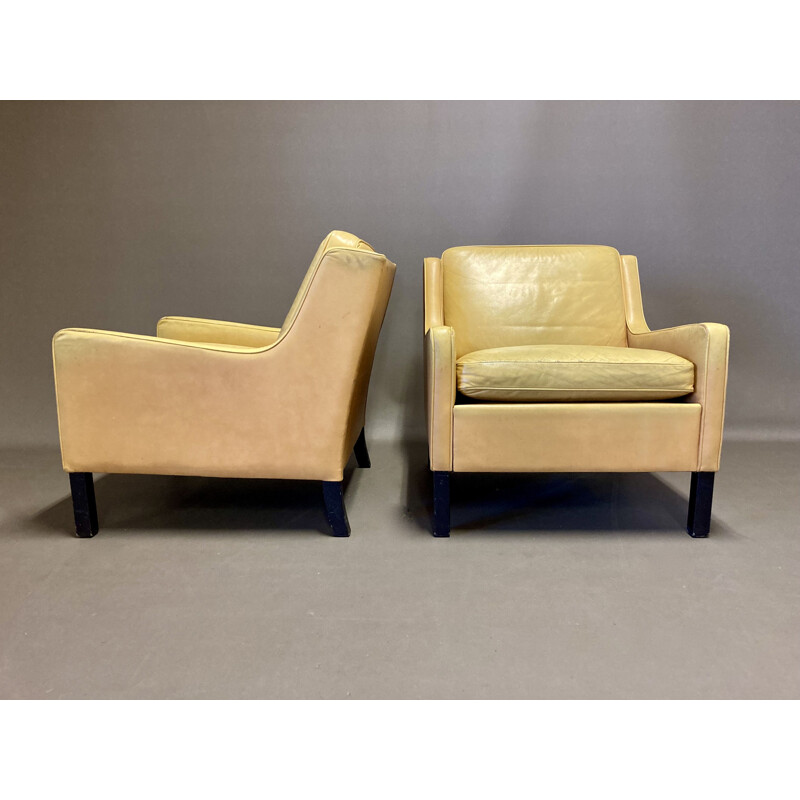 Vintage leather armchair scandinavian 1960s
