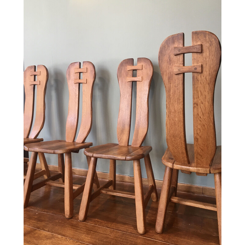 Set of 4 vintage brutalist chairs