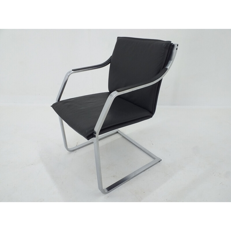 Fauteuil vintage en cuir de collection Walter Knoll  par Rudolf B. Glatzel 1980