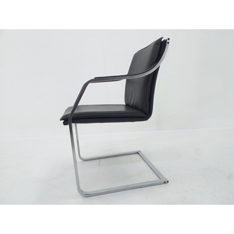 Fauteuil vintage en cuir de collection Walter Knoll  par Rudolf B. Glatzel 1980