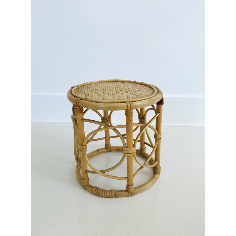 Portabottiglie vintage in rattan Francia 1960