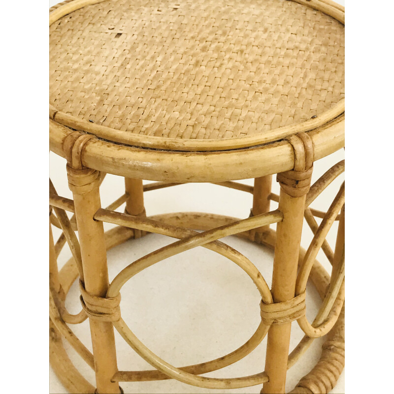 Portabottiglie vintage in rattan Francia 1960