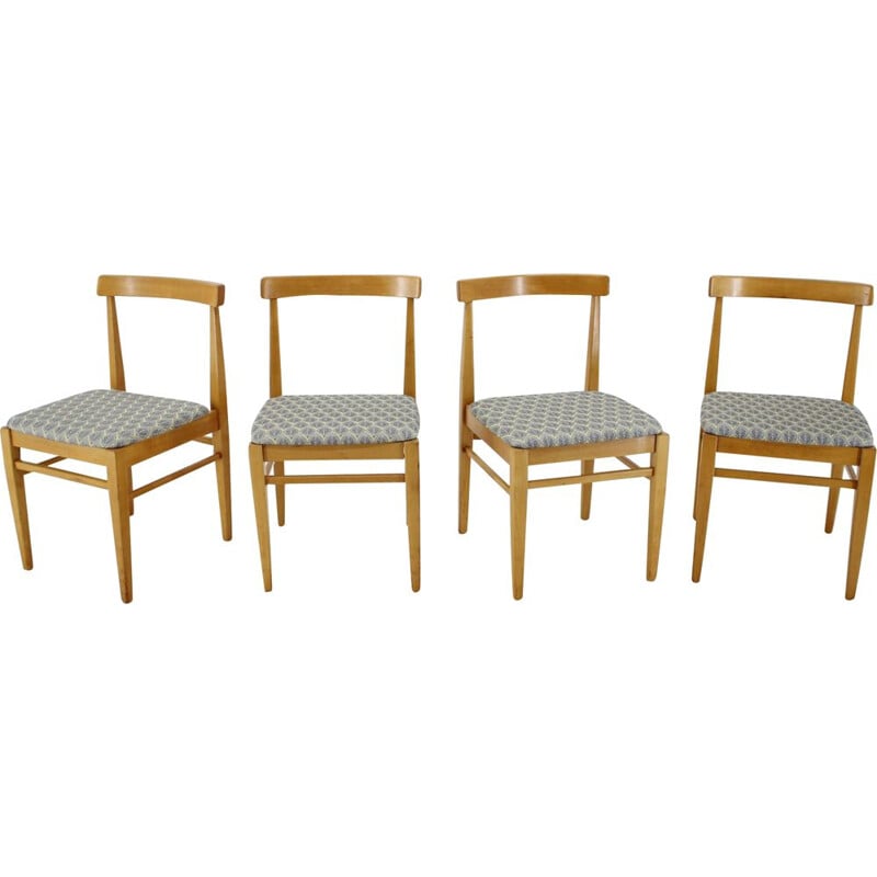4 chaises vintage minimalistes, Tchécoslovaquie 1960