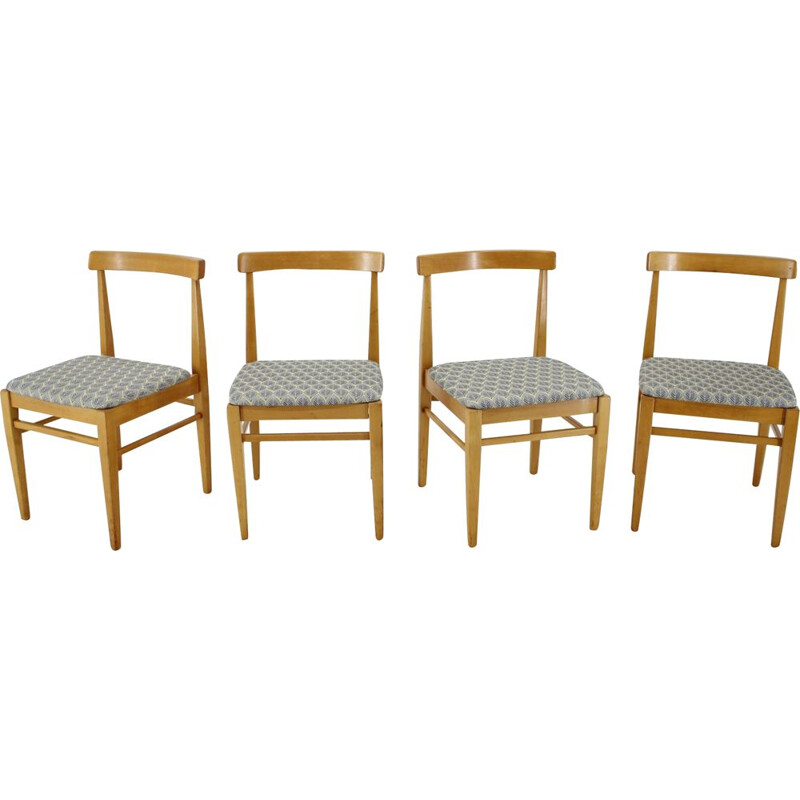 4 sillas minimalistas vintage, Checoslovaquia 1960
