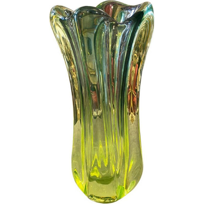 Mid century modern green Murano glass vase by Seguso 1960s