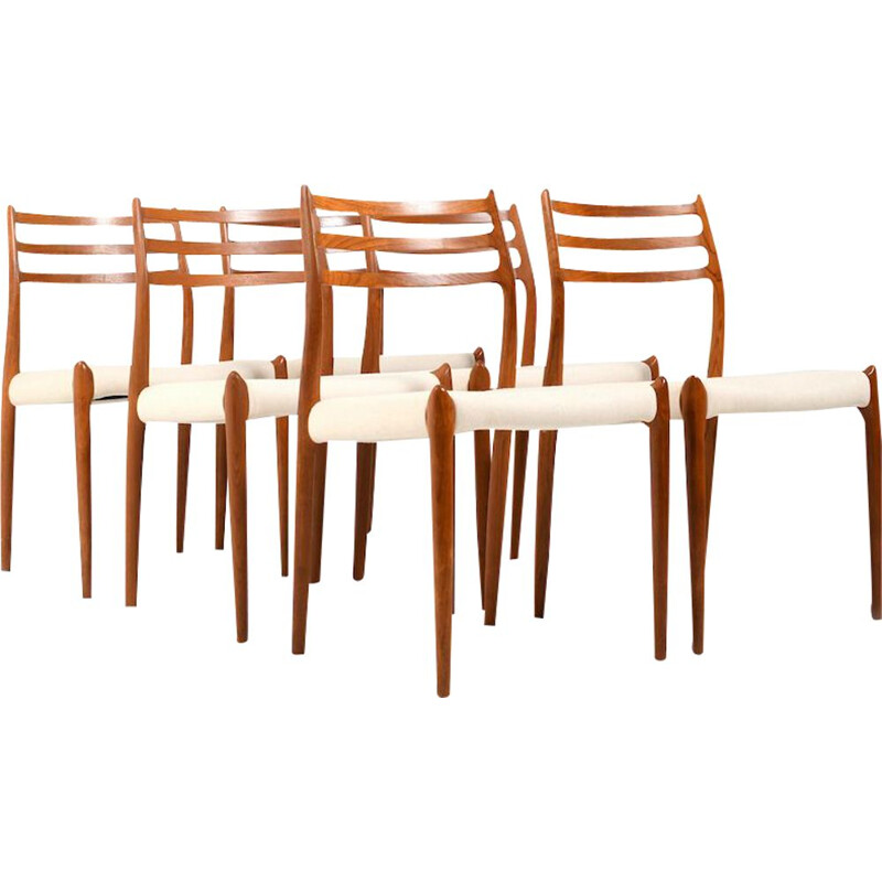 6 chaises vintage en teck modèle No.78 par Niels O. Moller, 1960