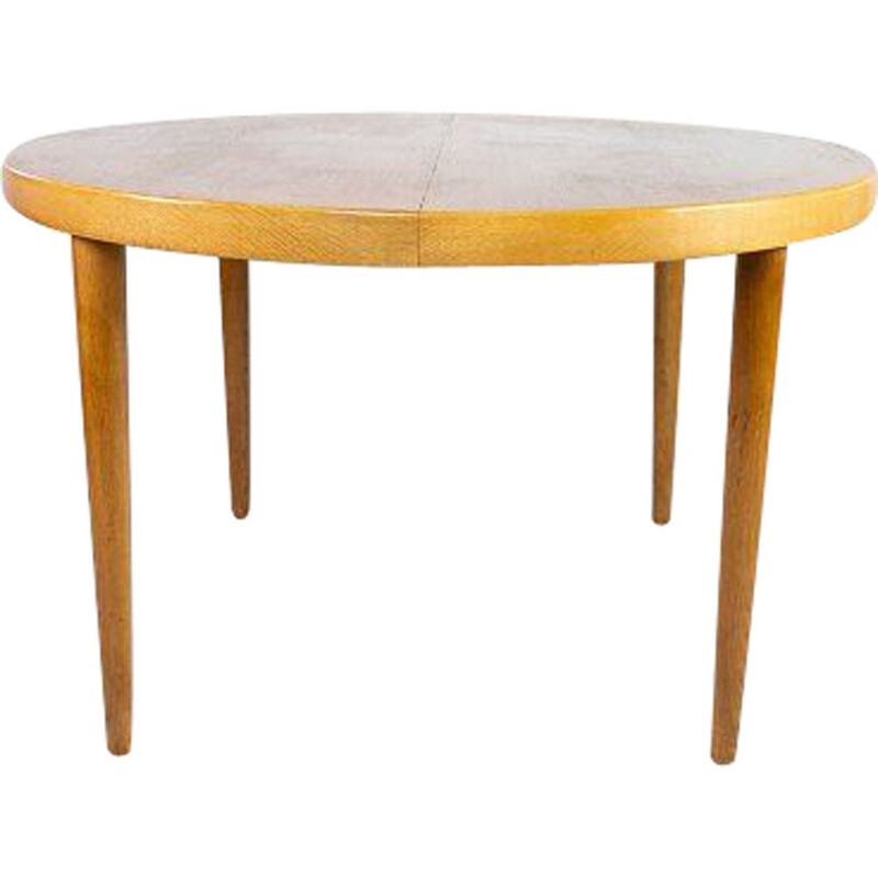 Vintage light wood table with two extensions by Omann Junior, 1960